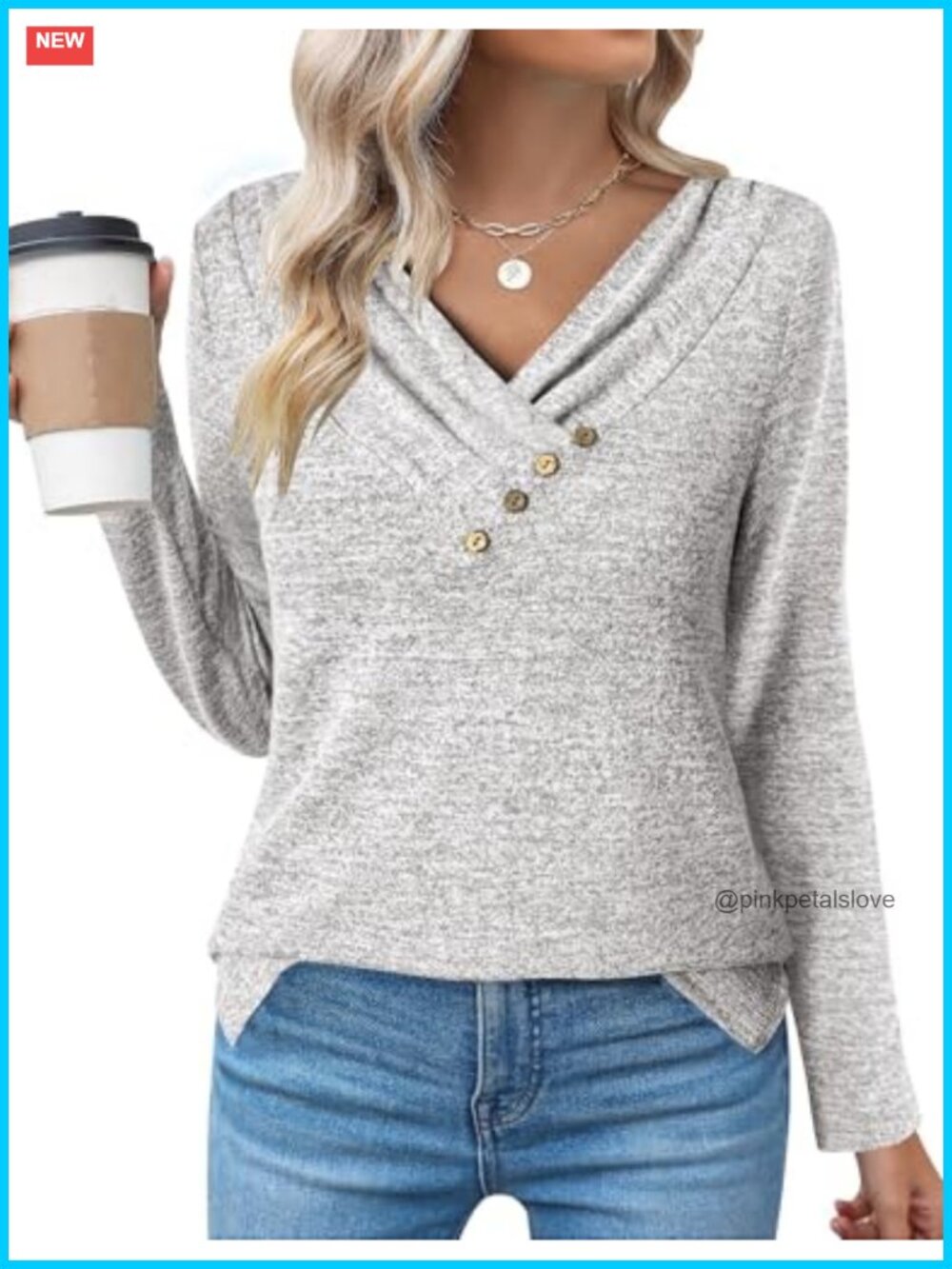 Zeagoo Women's V Neck Long Sleeve Tunic Top Loose Pullover Blouse for Leggings
